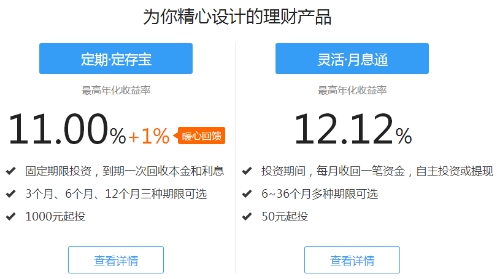 图：美利金融“定存宝”和“月息通”能够满足用户不同需求