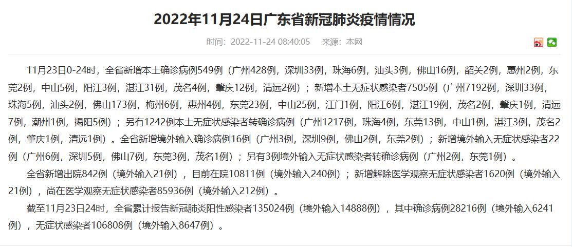 11月24日广东疫情最新消息