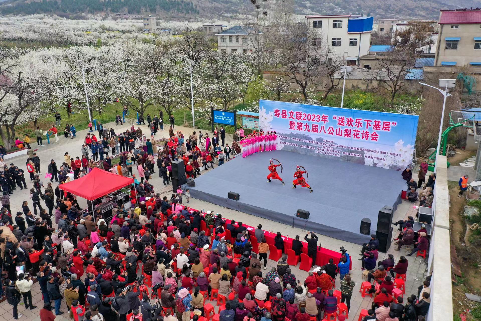 寿县“送欢乐下基层”暨第九届八公山梨花诗会现场。寿县文联供图